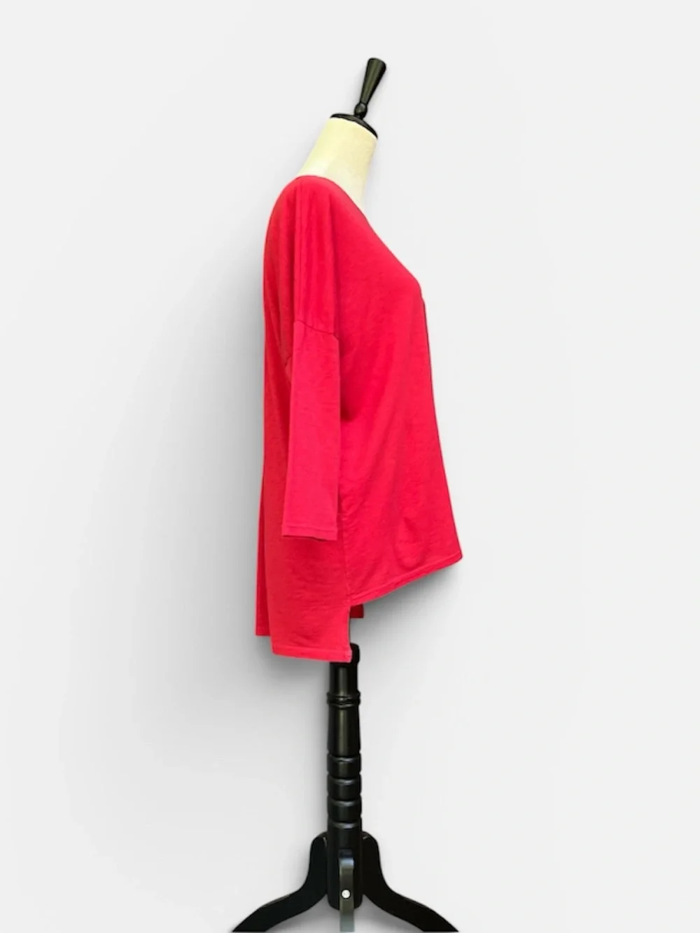 Michael Stars "Madison" Boatneck 3/4 Sleeve Tee in Red OS - Picture 3 of 8
